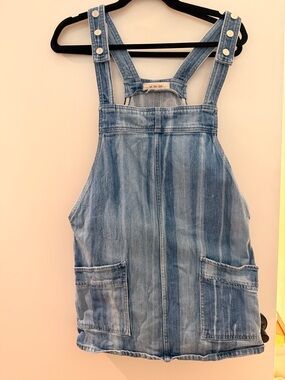 Free People Denim Overall Pinafore Dress - Light Blue